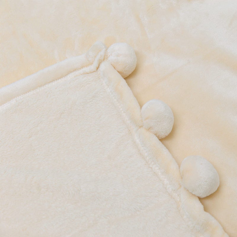 Home Soft Things Pompom Bed Couch Throw Blanket, 50'' x 60'', Antique White, Fuzzy Soft Comfy Warm Decorative Throw Blanket for Living Room Bedroom Suitable for All Seasons - Image 5
